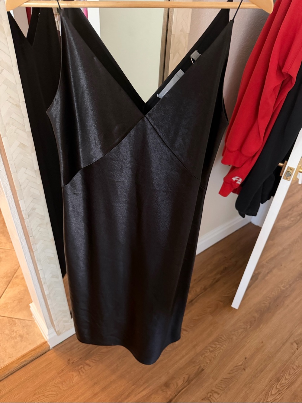 Vince NWOT Black Satin V-Neck Slip Gown - Picture 2 of 7